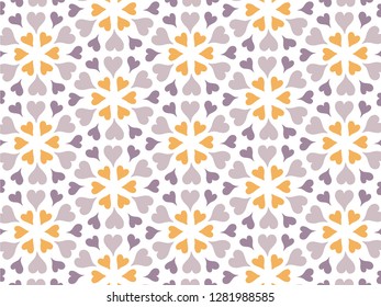 Happy Valentine's Day with Patterns Background with Hearts Vector.