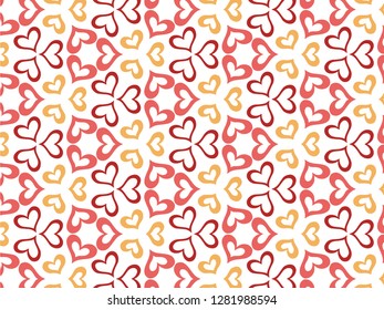 Happy Valentine's Day with Patterns Background with Hearts Vector.