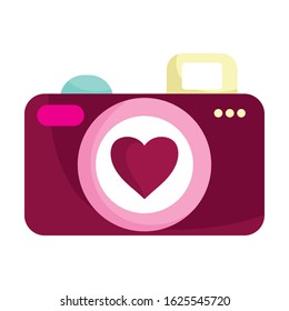 happy valentines day, photo camera heart love vector illustration