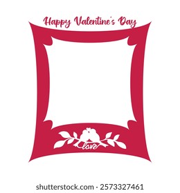 Happy Valentines Day Photo Frame Photocall Border Blank Cut Out Transparent Vector.