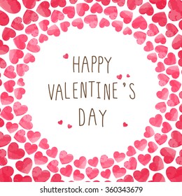 Happy Valentine's Day phrase on hearts background. Vector illustration.