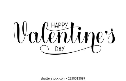 Happy Valentines Day Phrase. Vector Hand Lettering for Valentine Greeting Card.