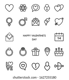 Happy Valentine's day pictograms. vector