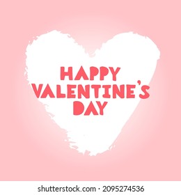 Happy Valentine's Day. Pink background with a big heart and an inscription. Design for a holiday card. Postcard for invitation to a party.