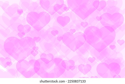 Happy Valentines Day pink background design. Abstract pastel background with hearts