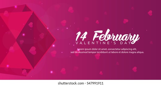 Happy Valentines Day. Pink envelope on pink background. Vector flat illustration