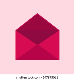 Happy Valentines Day. Pink envelope on pink background. Vector illustration