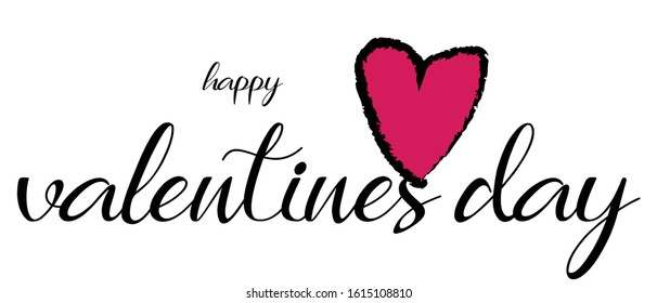 happy valentines day pink heart white background
