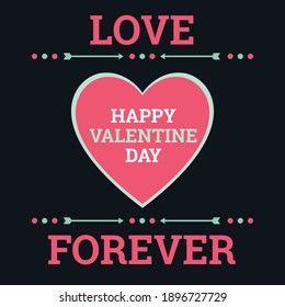 Happy Valentines Day with pink heart background. Vector illustration. Wallpaper, flyers, invitation, posters, brochure, banners.
