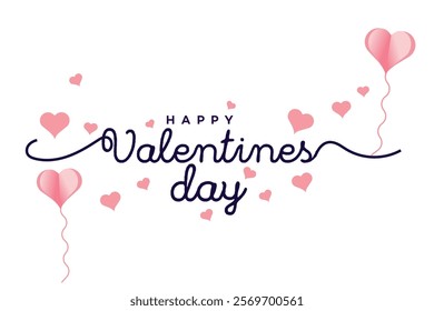 Happy Valentines Day Pink Hearts Balloons Love Romantic Design