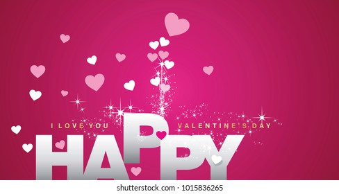 Happy Valentine's Day pink landscape greeting card