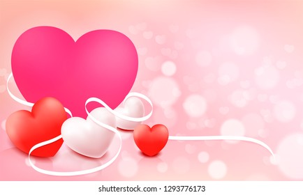 Happy Valentine'S Day with Pink Pastel Background. Vector illustration.
