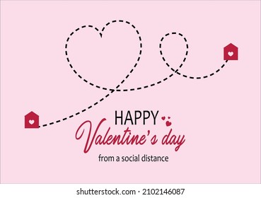 happy valentine's day pink typography red heart romance love lover darling sweet social distance quarantine stay home
