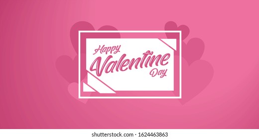 HAPPY VALENTINE'S DAY pink vector. lettering banner with hearts. vector illustration