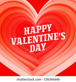 Happy Valentine's Day. Place For Text. Greeting Card With Red Heart For Your Design. Holiday Celebration Banner Concept. Vector Illustration