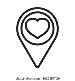 happy valentines day, pointer location love heart passion vector illustration thick line