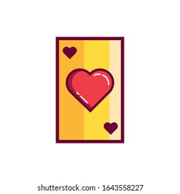 happy valentines day poker card with heart line and fill style vector illustration design
