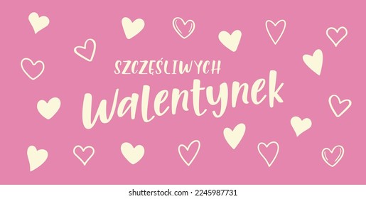 Happy Valentine's Day in Polish. Modern card design. Cartoon. Vector illustration