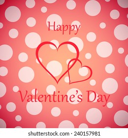 happy valentine's day with polka dots pattern on sweet pink background (vector) 