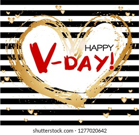 Happy Valentine's Day! Pomantic grunge hand brushed heart greeting card. Vector illustration.