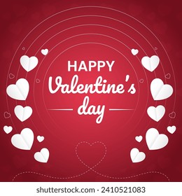 Alles Gute zum Valentinstag Post Card Template Design. Herzförmiger Hintergrund Mögliche Elemente