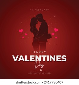 Happy Valentine's Day Post and Greeting Card. 14 February - Valentine's Day of Valentine's Week Vector Illustration