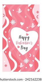 Happy Valentine's day post template design vector, abstract geometric post banner, creative banner design 