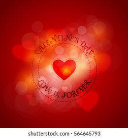Happy Valentine's Day Postcard, Celebration Banner. Abstract Background Lights Theme Greeting Card, Vector Heart Elements or Flyer, Poster Design
