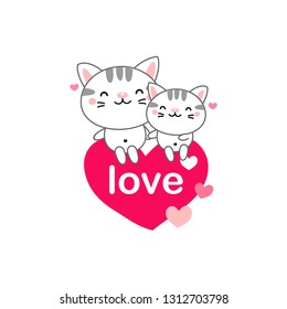 Happy Valentine's day postcard. Cute Cats in love.