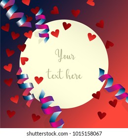 Feliz postal de San Valentín con espacio vacío para tu texto en forma redonda. Ilustración del vector