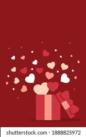 Happy Valentine's day postcard. Greeting card. Flat style cartoon vector illustration