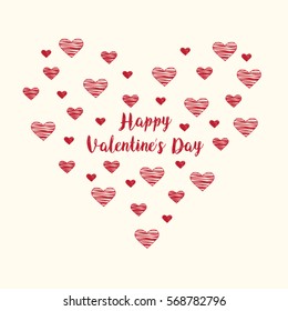 Happy Valentines Day Postcard. Valentine's vector illustration. Heart holiday clipart