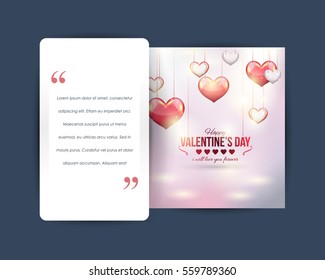 Happy Valentine's Day Postcard, Web Banner Celebration Design. Greeting Card, Vector Colorful Heart Elements Elegant Background or Flyer, Poster