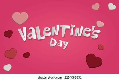 Happy Valentine's Day Poster or banner with cute font and many sweet hearts on red background.Promotion and shopping template or background for Love and Valentine's day concept.