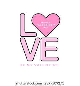 Happy Valentine's Day poster or banner. Lettering love on a white   background. Vector illustration for greeting cards, mobile apps, banner design and web advertising.