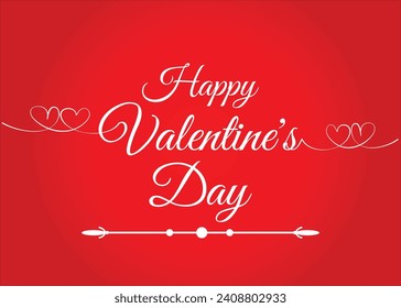 Happy Valentine's Day Poster or banner with cute font,sweet hearts and gift card on red background. Greetings valentines day from special person. Illustration vector template valentines day concept.