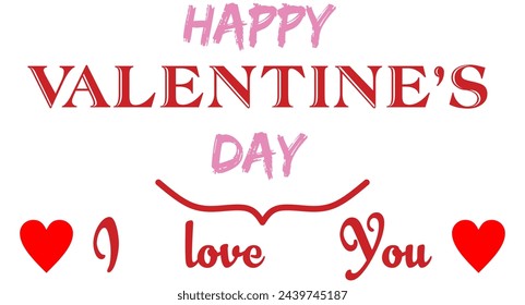 
Happy Valentine's Day Poster or banner with cute font sweet hearts on White background.
