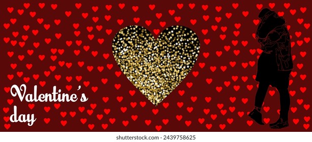 
Happy Valentine's Day Poster or banner with cute Font ,sweet hearts on Red background.