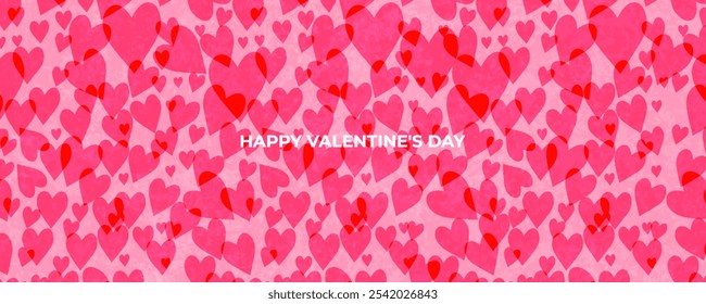 Happy Valentines Day poster, banner, card. Creative concept for celebration, ads, branding, cover, label, sales. Modern design template with hearts.