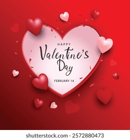 happy Valentine's Day Poster or banner with many hearts. abstract vector illustration design