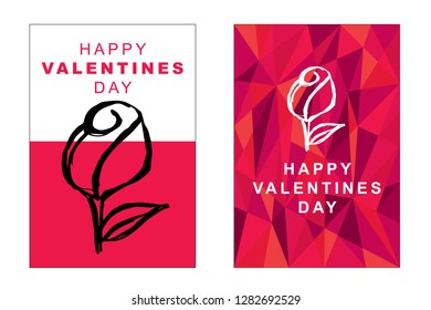 Happy Valentine's Day Poster and Card with Rose Flower