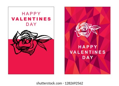 Happy Valentine's Day Poster and Card with Rose Flower