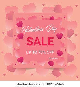 Happy Valentine's Day poster, card, label, banner design. Valentine’s Day sale template.