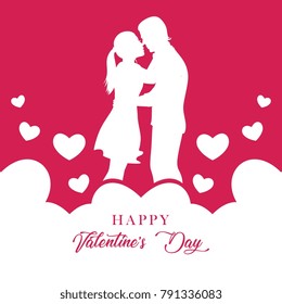 Happy valentine's day. Poster, card, illustration template. Pink, red, feminine style.