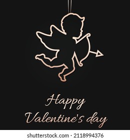 Happy  Valentine's Day poster design with cupid. Greeting card Vector illustration. 