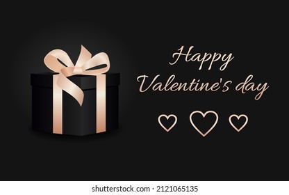 Happy  Valentine's Day poster design with gift box. Greeting card Vector illustration. 