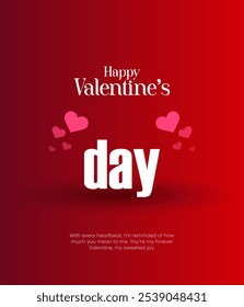 Happy Valentine's Day poster design background with gift box and heart decorate on stage and grating valentines calligraphy