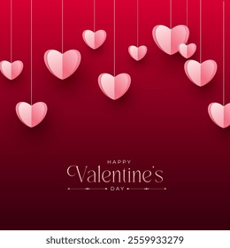 Happy Valentine's day poster design and template with hearts. Happy valentine day photoframe with heart shape. Valentine's day banner background