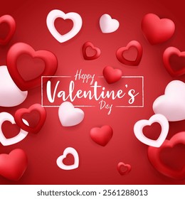 Happy Valentine's day poster design and template with hearts. Happy valentine day photoframe with heart shape. Valentine's day banner background