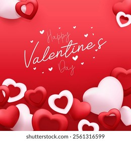 Happy Valentine's day poster design and template with hearts. Happy valentine day photoframe with heart shape. Valentine's day banner background